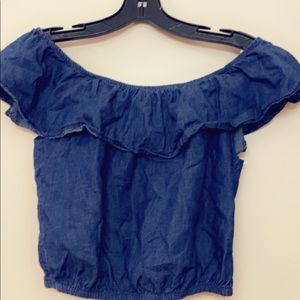 Ladies Denim Off The Shoulder Top By “Play Me”